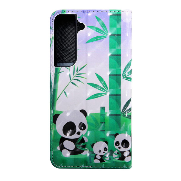 Samaung Galaxy S22 5G 3D Painted Pattern Horizontal Flip Leather Phone Case with Holder & Lanyard(Bamboo Panda)