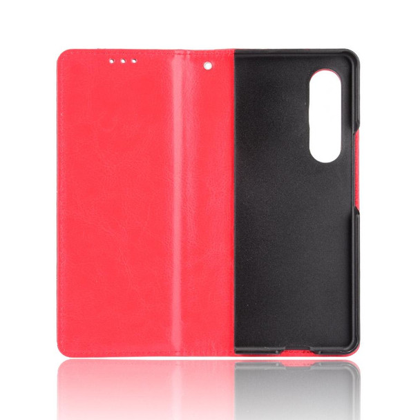 Samsung Galaxy Z Fold3 5G Retro Crazy Horse Texture Horizontal Flip Leather Case with Pen Slot(Red)