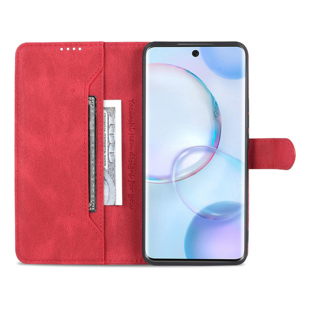 Honor 50 Pro AZNS Dream II Skin Feel PU+TPU Horizontal Flip Leather Case with Holder & Card Slots & Wallet(Red)