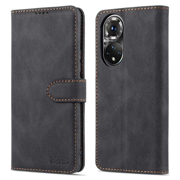 Honor 50 Pro AZNS Dream II Skin Feel PU+TPU Horizontal Flip Leather Case with Holder & Card Slots & Wallet(Black)