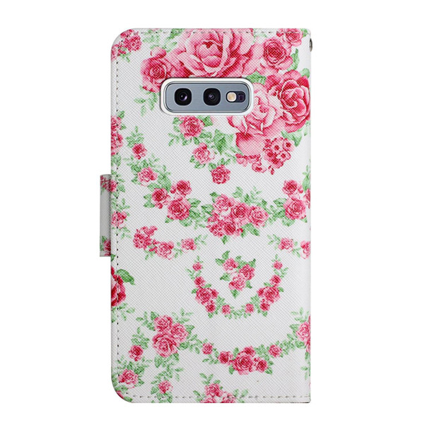 Samsung Galaxy S10e Painted Pattern Horizontal Flip Leather Case with Holder & Card Slot & Wallet(Rose Flower)