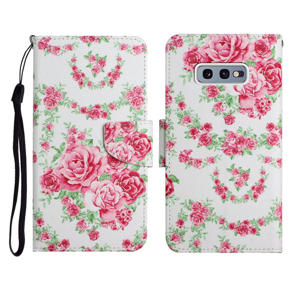 Samsung Galaxy S10e Painted Pattern Horizontal Flip Leather Case with Holder & Card Slot & Wallet(Rose Flower)