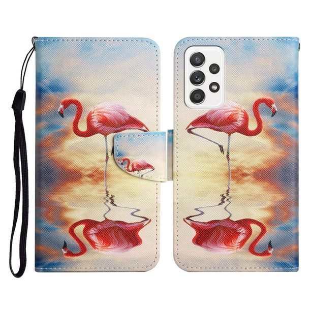 Samsung Galaxy A52 5G / 4G Painted Pattern Horizontal Flip Leather Case with Holder & Card Slot & Wallet(Flamingo)