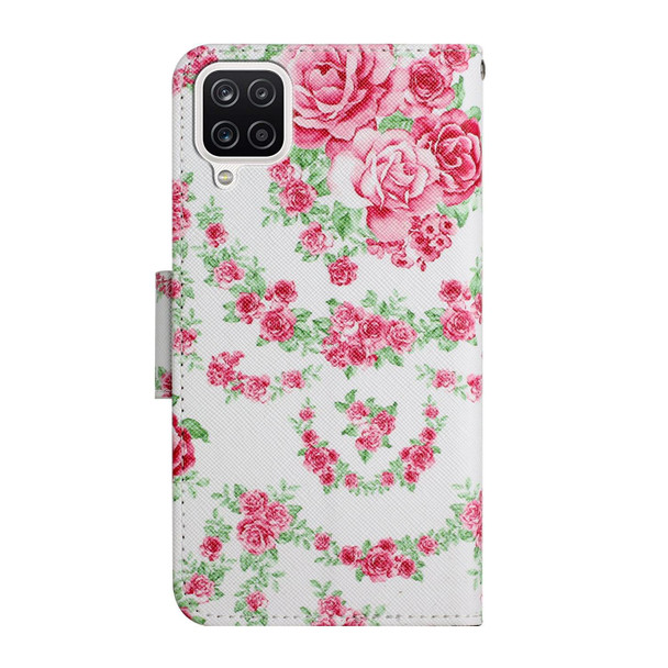 Samsung Galaxy A12 Painted Pattern Horizontal Flip Leather Case with Holder & Card Slot & Wallet(Rose Flower)