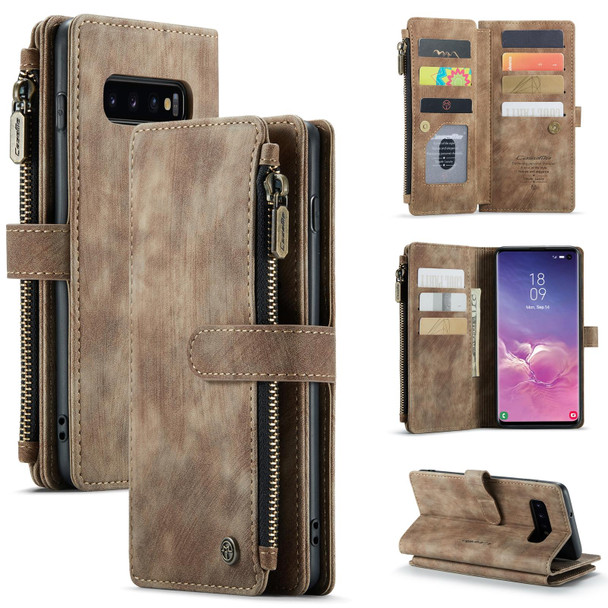 Samsung Galaxy S10 CaseMe-C30 PU + TPU Multifunctional Horizontal Flip Leather Case with Holder & Card Slot & Wallet & Zipper Pocket(Brown)