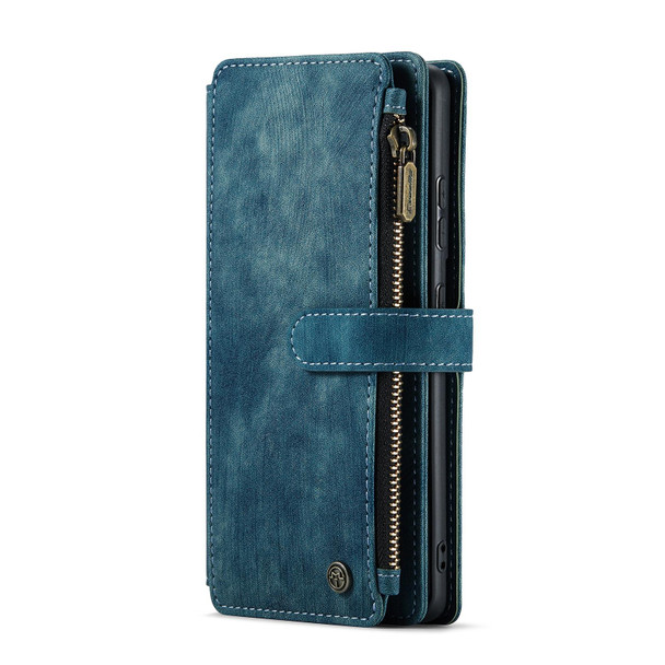 Samsung Galaxy S21 FE CaseMe-C30 PU + TPU Multifunctional Horizontal Flip Leather Case with Holder & Card Slot & Wallet & Zipper Pocket(Blue)