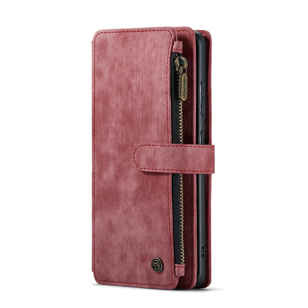 Samsung Galaxy S21+ 5G CaseMe-C30 PU + TPU Multifunctional Horizontal Flip Leather Case with Holder & Card Slot & Wallet & Zipper Pocket(Red)