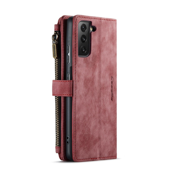Samsung Galaxy S21+ 5G CaseMe-C30 PU + TPU Multifunctional Horizontal Flip Leather Case with Holder & Card Slot & Wallet & Zipper Pocket(Red)