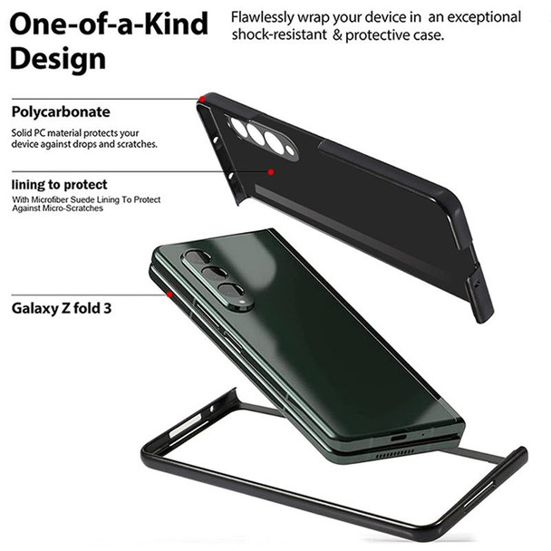 Samsung Galaxy Z Fold3 5G Litchi Pattern Foldable Protective Case with Pen Slot(Black)