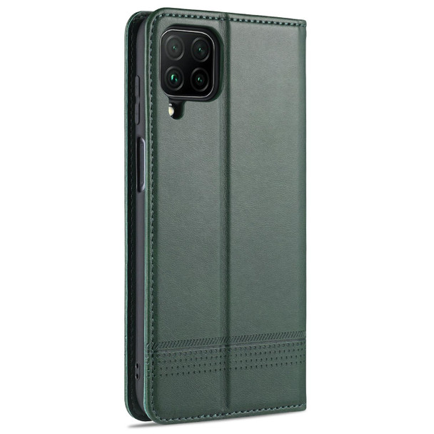 Samsung Galaxy M32 Global AZNS Magnetic Calf Texture Horizontal Flip Leather Case with Card Slots & Holder & Wallet(Dark Green)
