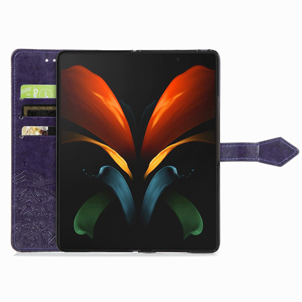 Samsung Galaxy Z Fold3 5G Embossed Mandala Pattern PC + TPU Horizontal Flip Leather Case with Holder & Card Slots(Purple)