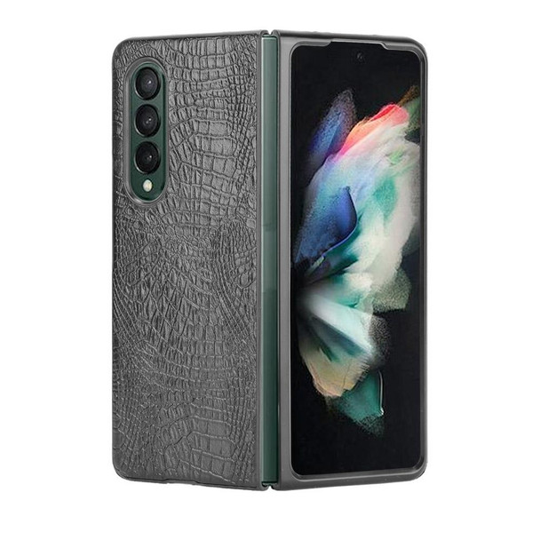 Samsung Galaxy Z Fold3 5G Shockproof Crocodile Texture PC + PU Case(Black)