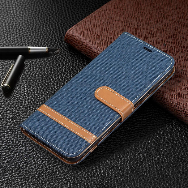 Samsung Galaxy M32 Color Matching Denim Texture Horizontal Flip Leather Case with Holder & Card Slots & Wallet & Lanyard(Dark Blue)