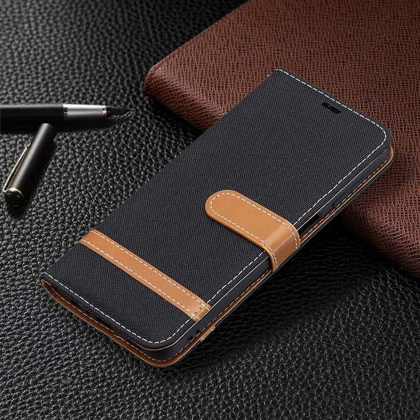 Samsung Galaxy M32 Color Matching Denim Texture Horizontal Flip Leather Case with Holder & Card Slots & Wallet & Lanyard(Black)