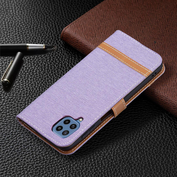 Samsung Galaxy M32 Color Matching Denim Texture Horizontal Flip Leather Case with Holder & Card Slots & Wallet & Lanyard(Purple)