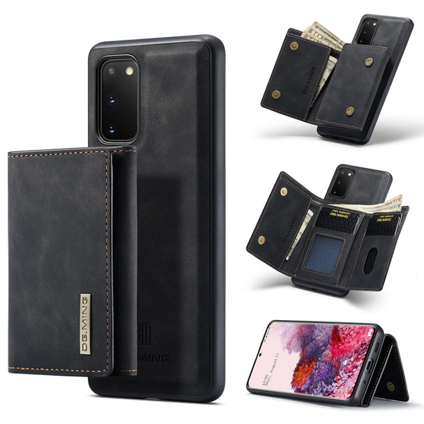 Samsung Galaxy S20 DG.MING M1 Series 3-Fold Multi Card Wallet + Magnetic Back Cover Shockproof Case with Holder Function(Black)