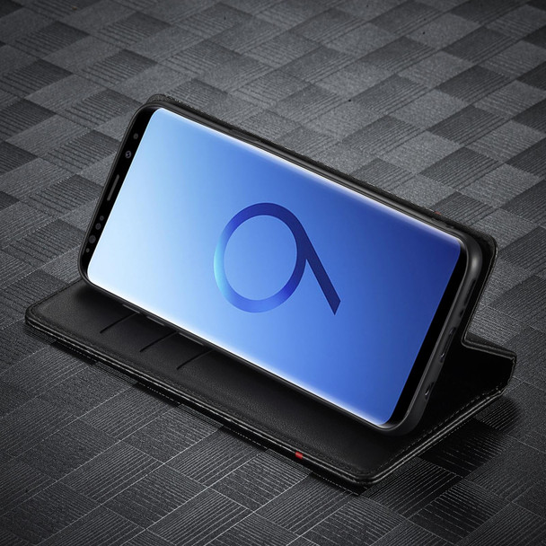 LC.IMEEKE Carbon Fiber PU + TPU Horizontal Flip Leather Case with Holder & Card Slot & Wallet - Samsung Galaxy S9+(Horizontal Black)