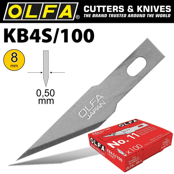 OLFA PRECISION ART BLADE 100 BLADES PER PACK 8MM