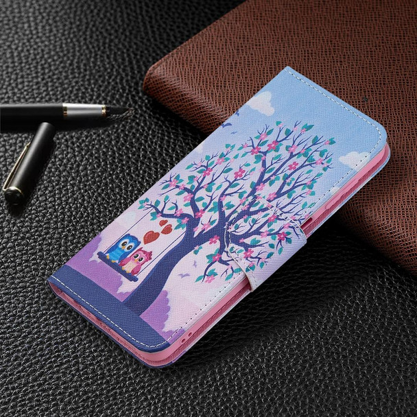 Samsung Galaxy M32 Colored Drawing Horizontal Flip Leather Case with Holder & Card Slots & Wallet(Two Owls)