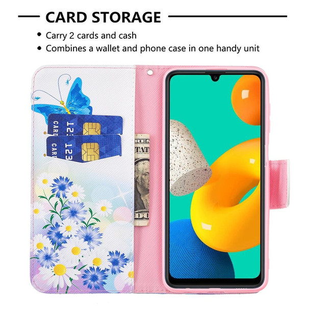 Samsung Galaxy M32 Colored Drawing Pattern Horizontal Flip Leather Case with Holder & Card Slots & Wallet(Plum Blossom)