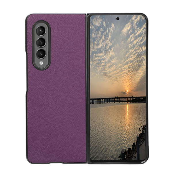 Samsung Galaxy Z Fold3 5G Genuine Leather Shockproof Protective Leather Case(Purple)