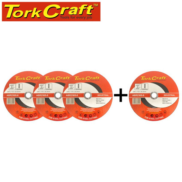 3+1 FREE CUTTING DISC INDUSTRIAL METAL 230 x 1.8 x 22.2 MM