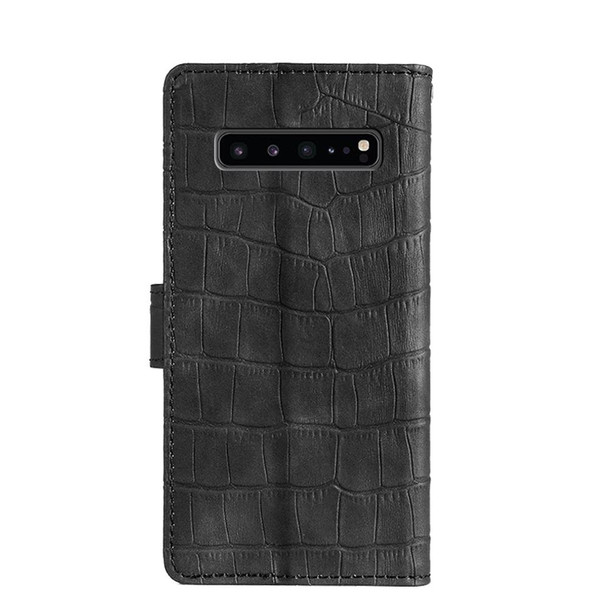 Samsung Galaxy S10 5G Skin Feel Crocodile Texture Magnetic Clasp Horizontal Flip PU Leather Case with Holder & Card Slots & Wallet(Black)