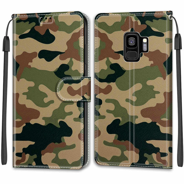 Samsung Galaxy S9+ Voltage Colored Drawing Magnetic Clasp Horizontal Flip PU Leather Case with Holder & Card Slots(C12 Green Yellow Camouflage)