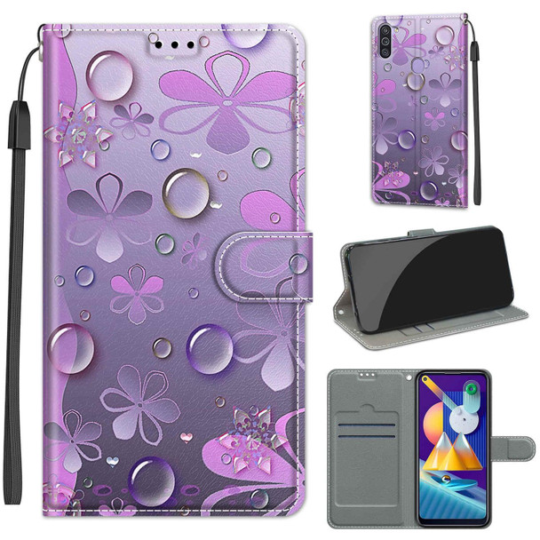 Samsung Galaxy M11 / M11 EU Version Voltage Colored Drawing Magnetic Clasp Horizontal Flip PU Leather Case with Holder & Card Slots(C16 Water Drop Six Petal Flower)