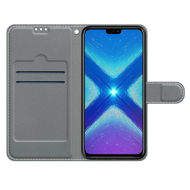 Honor 8X Voltage Colored Drawing Magnetic Clasp Horizontal Flip PU Leather Case with Holder & Card Slots(C05 Purple Blue Water Drops)