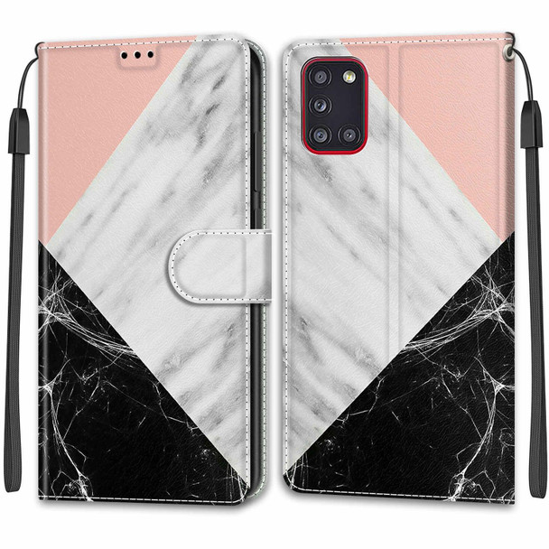 Samsung Galaxy A31 Voltage Colored Drawing Magnetic Clasp Horizontal Flip PU Leather Case with Holder & Card Slots(C07 Pink White Black)