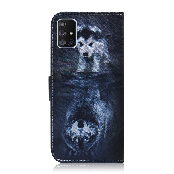 Samsung Galaxy A71 5G Colored Drawing Horizontal Flip Leather Case with Holder & Card Slot & Wallet(Wolf and Dog)