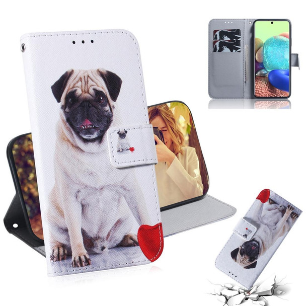 Samsung Galaxy A71 5G Colored Drawing Horizontal Flip Leather Case with Holder & Card Slot & Wallet(Pug)