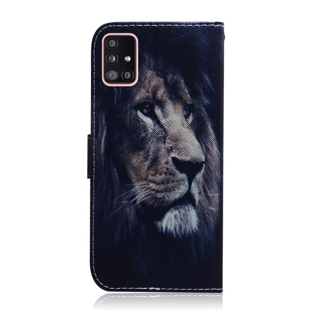 Samsung Galaxy A51 5G Colored Drawing Horizontal Flip Leather Case with Holder & Card Slot & Wallet(Lion)