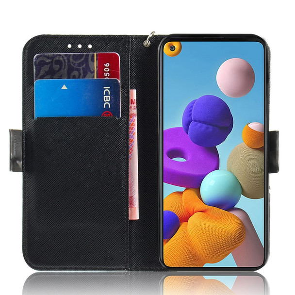 Samsung Galaxy A21s 3D Painted Pattern Magnetic Attraction Horizontal Flip Leather Case with Holder & Card Slot & Wallet & Lanyard(Peacock Wreath)