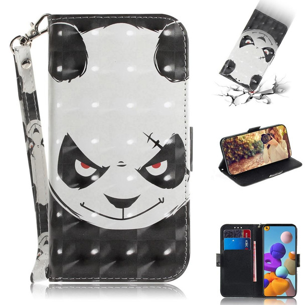 Samsung Galaxy A21s 3D Painted Pattern Magnetic Attraction Horizontal Flip Leather Case with Holder & Card Slot & Wallet & Lanyard(Angry Bear)