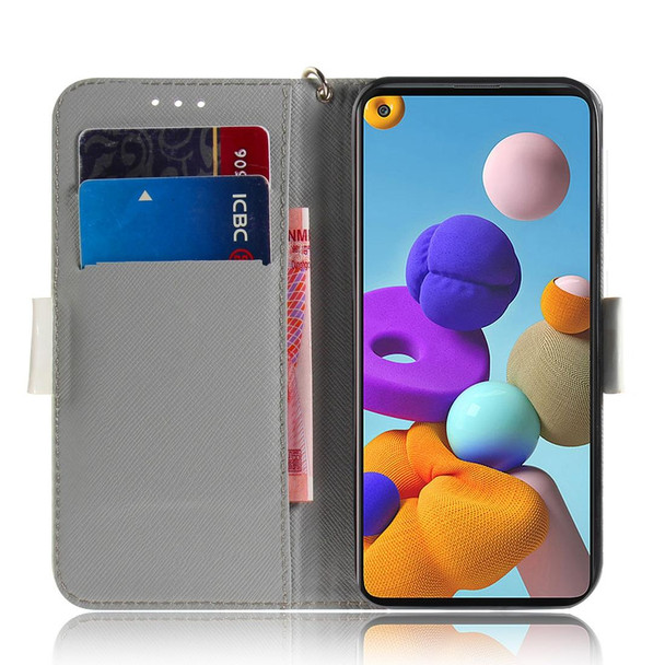 Samsung Galaxy A21s 3D Painted Pattern Magnetic Attraction Horizontal Flip Leather Case with Holder & Card Slot & Wallet & Lanyard(Watercolor Flowers)