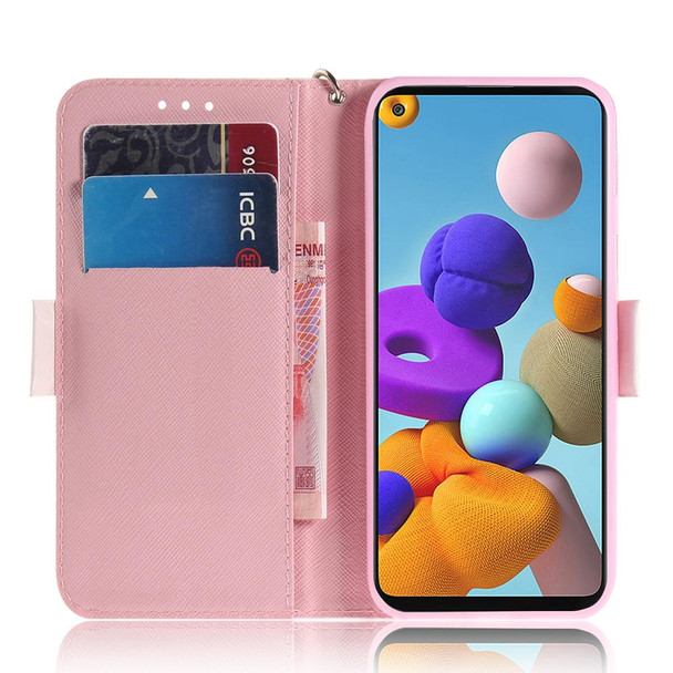 Samsung Galaxy A21s 3D Painted Pattern Magnetic Attraction Horizontal Flip Leather Case with Holder & Card Slot & Wallet & Lanyard(Magnolia)