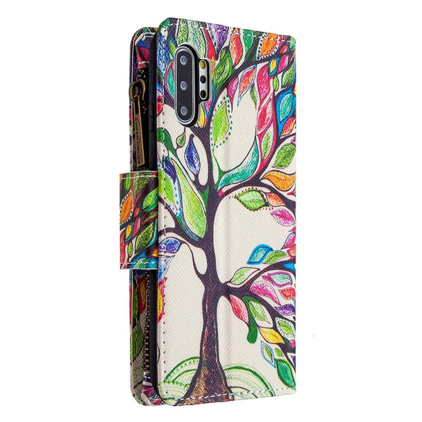 Samsung Galaxy Note 10 Plus Colored Drawing Pattern Zipper Horizontal Flip Leather Case with Holder & Card Slots & Wallet(Tree)