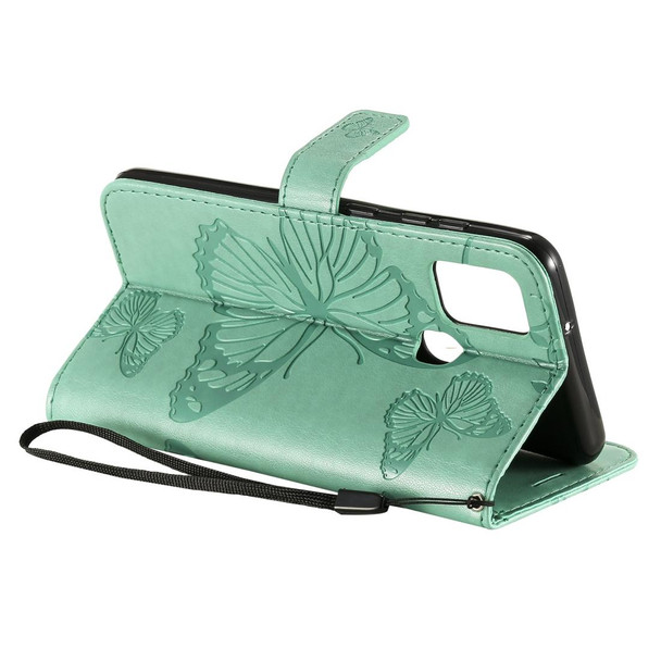 Samsung Galaxy A21s 3D Butterflies Embossing Pattern Horizontal Flip Leather Case with Holder & Card Slot & Wallet(Green)