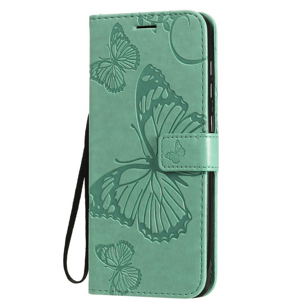 Samsung Galaxy A21s 3D Butterflies Embossing Pattern Horizontal Flip Leather Case with Holder & Card Slot & Wallet(Green)