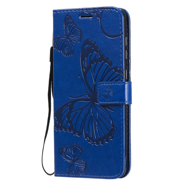 Samsung Galaxy A21s 3D Butterflies Embossing Pattern Horizontal Flip Leather Case with Holder & Card Slot & Wallet(Blue)