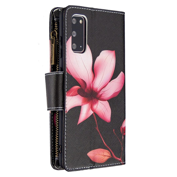 Samsung Galaxy S20 Ultra Colored Drawing Pattern Zipper Horizontal Flip Leather Case with Holder & Card Slots & Wallet(Lotus)