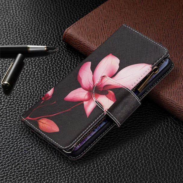 Samsung Galaxy S20 Ultra Colored Drawing Pattern Zipper Horizontal Flip Leather Case with Holder & Card Slots & Wallet(Lotus)