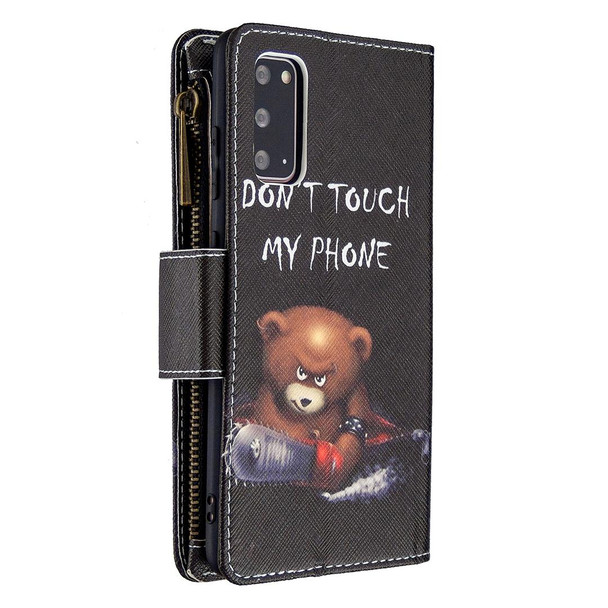 Samsung Galaxy S20 Ultra Colored Drawing Pattern Zipper Horizontal Flip Leather Case with Holder & Card Slots & Wallet(Bear)