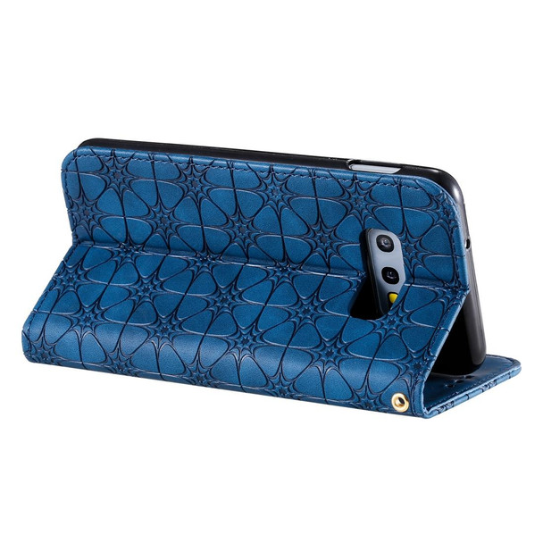 Galaxy S10e Lucky Flowers Embossing Pattern Magnetic Horizontal Flip Leather Case with Holder & Card Slots(Dark Blue)