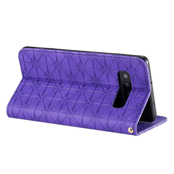 Galaxy S10 Plus Lucky Flowers Embossing Pattern Magnetic Horizontal Flip Leather Case with Holder & Card Slots(Purple)