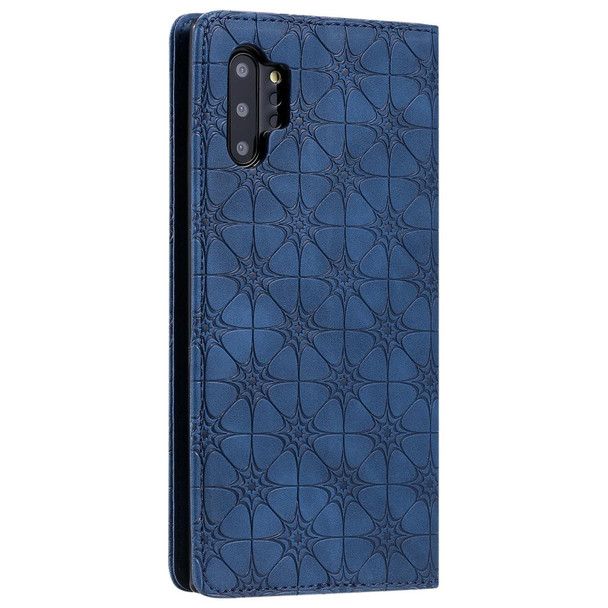 Galaxy Note 10 Pro Lucky Flowers Embossing Pattern Magnetic Horizontal Flip Leather Case with Holder & Card Slots(Dark Blue)