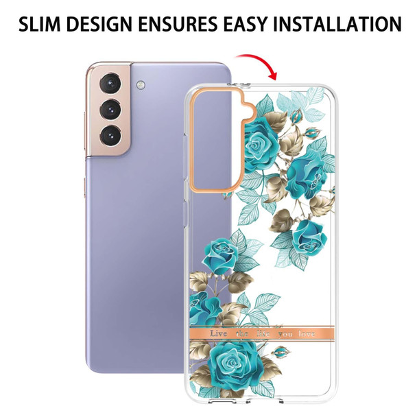 Samsung Galaxy S21+ 5G Flowers and Plants Series IMD TPU Phone Case(Blue Rose)
