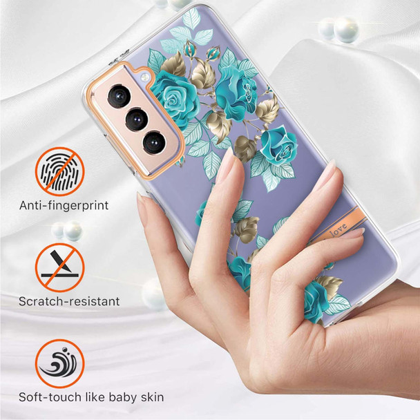 Samsung Galaxy S21+ 5G Flowers and Plants Series IMD TPU Phone Case(Blue Rose)